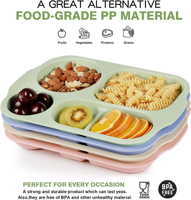 Divided Plates, 5 Compartments 32 CM Split Plates, Shatterproof Separa ...