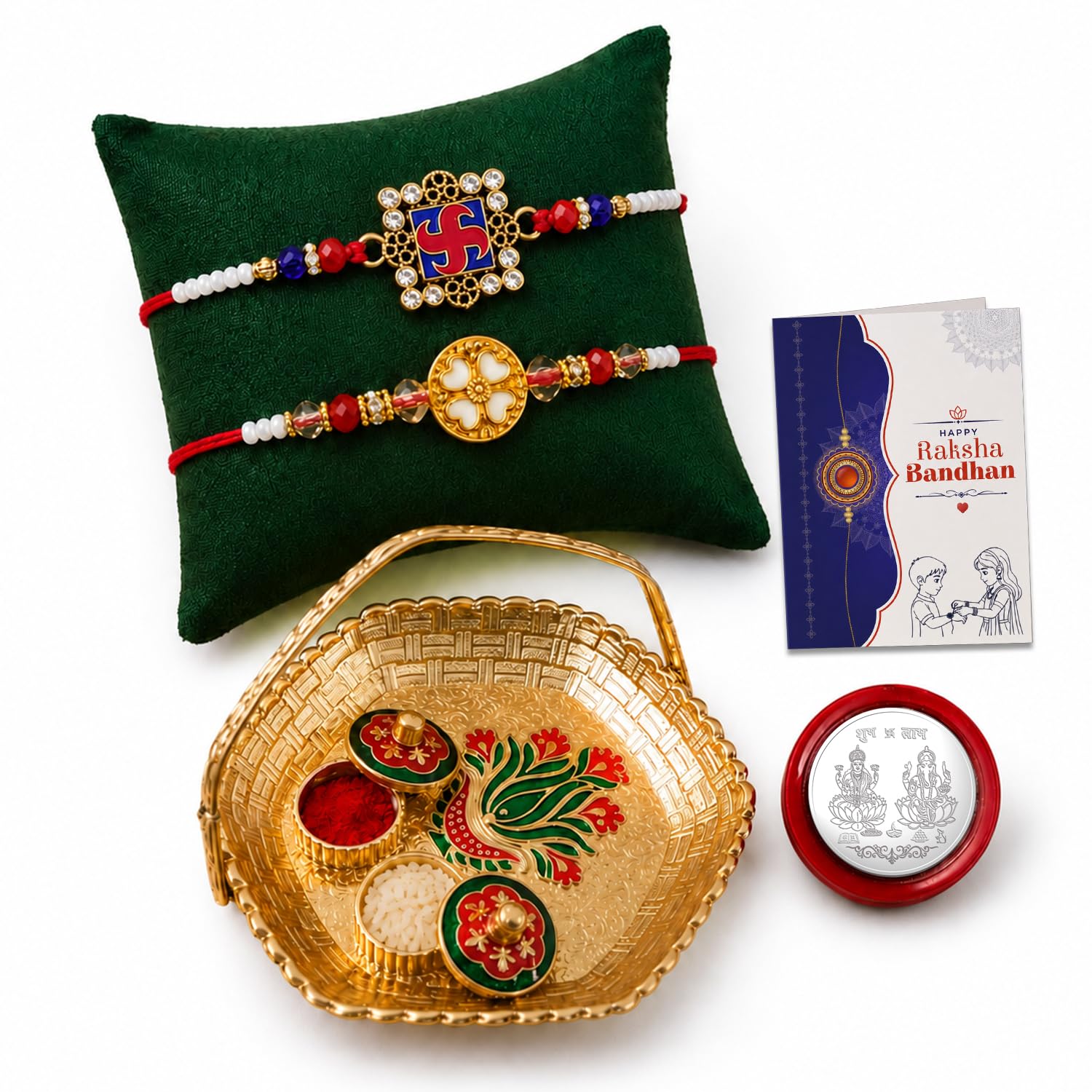 Swastika, Floral Multicolor Rakhi for Brother & Bhaiya | Pack of 6