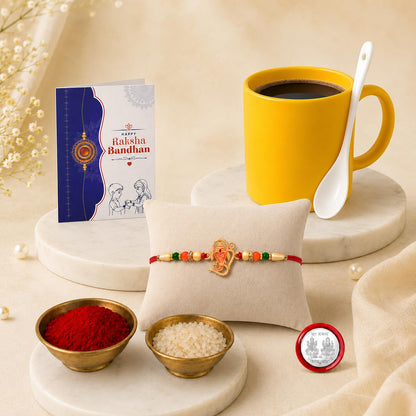 Ganesha Multicolor Rakhi for Brother & Bhaiya with Plastic Mug | Pack of 5