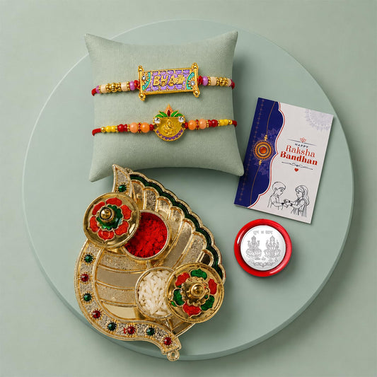 Bhai, Ganesha Multicolor Rakhi for Brother & Bhaiya with Leaf Shape | Pack of 6