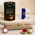 Raksha Bandhan Gift Combo Set – Leaf Multicolor Rakhi & Chocolate Magic (Pack of 5)