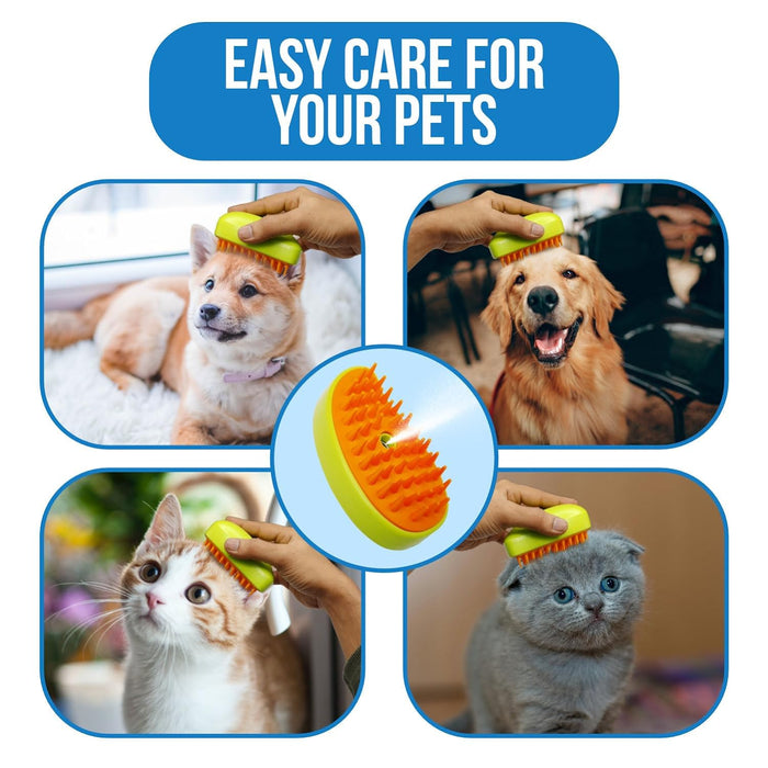 12918 3 In1 Cat Steamy Brush, Self Cleaning Steam Cat Brush Cat Steamer Brush for Massage Cat Grooming Brush Pet Hair Removal Comb for Cat and Dog, for Removing Tangled and Loose Hair
