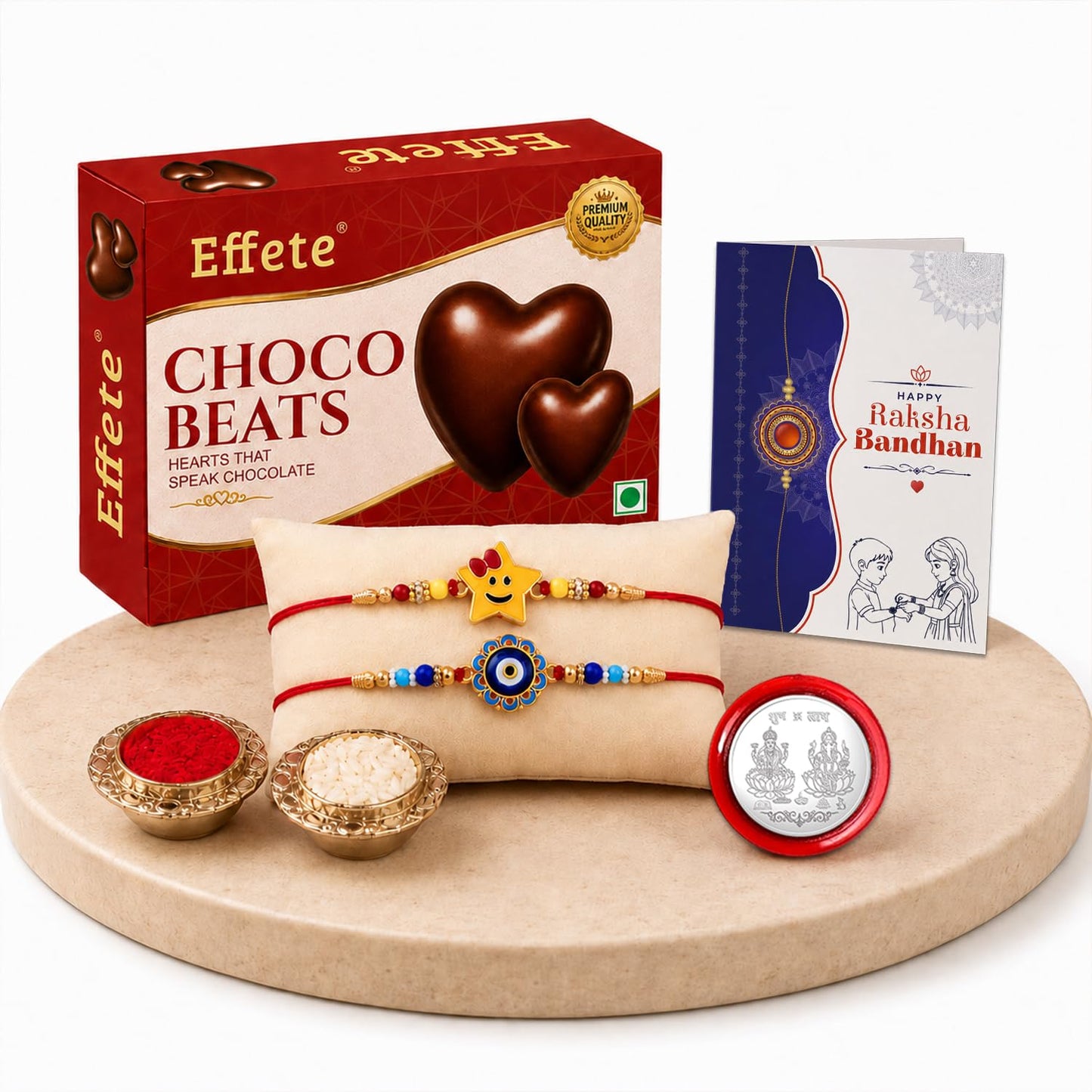 Kids Rakhi for Brother with Chocolate Beats 32gm, Roli Tikka & Card, Pack of 6