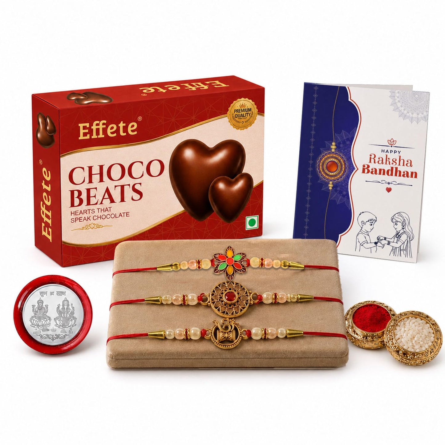Rakhi for Brother with Chocolate Beats 32gm - Raksha Bandhan Gift Set, Pack of 7