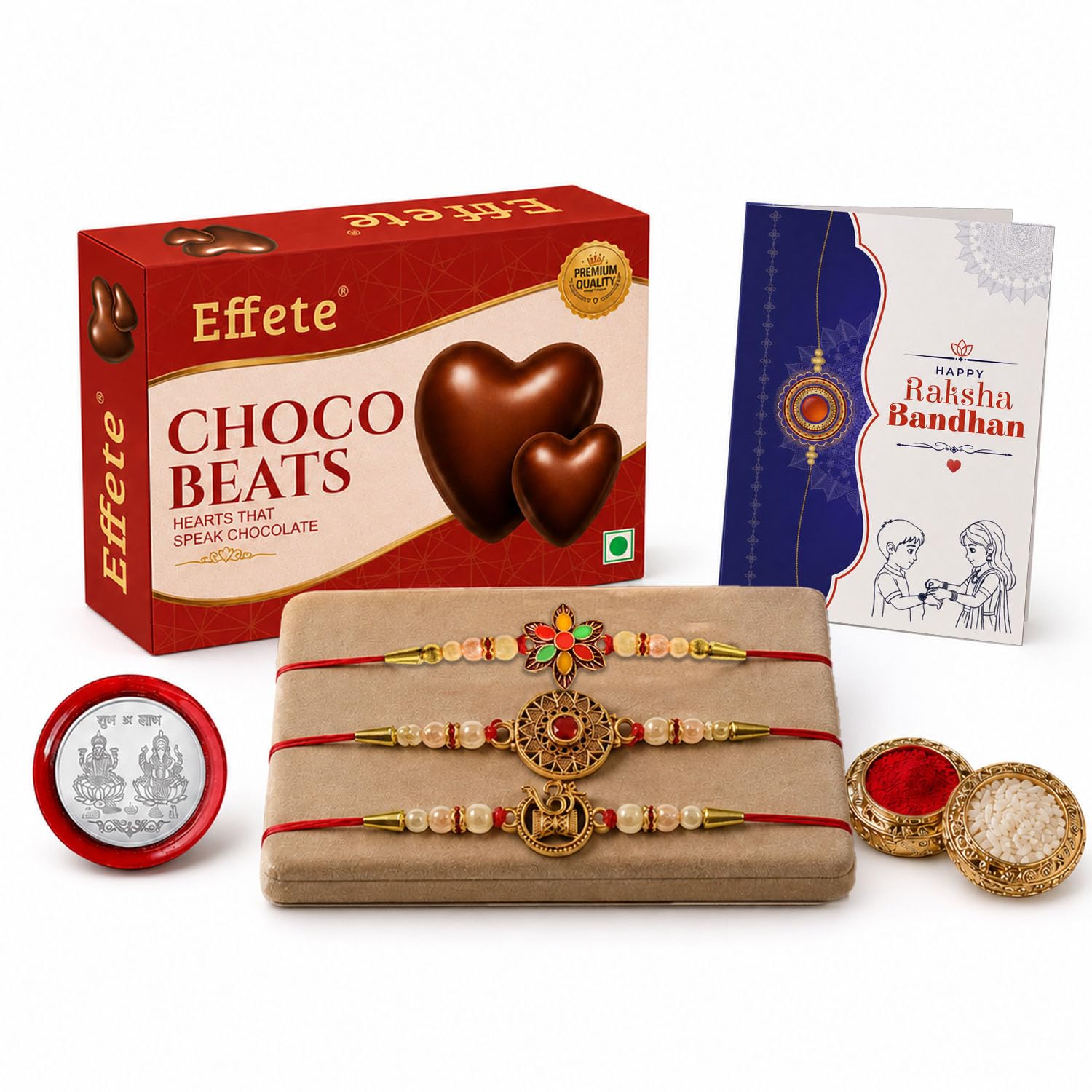 Rakhi for Brother with Chocolate Beats 32gm - Raksha Bandhan Gift Set, Pack of 7