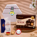 Elephant Rakhi for Brother with Choco Magic 96gm, Roli Tikka & Card, Pack of 6
