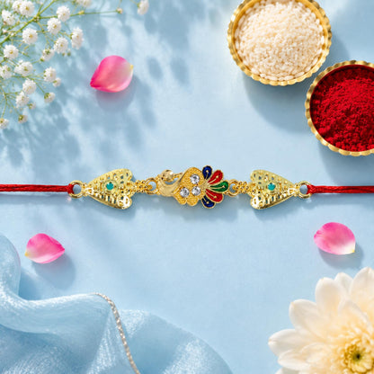 Peacock,Happy Charm Multicolor Rakhi Combo with Multicolour Decorative Magnets