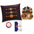Round Rakhi for Brother with Pooja Thali - Raksha Bandhan Gift Set, Pack of 7