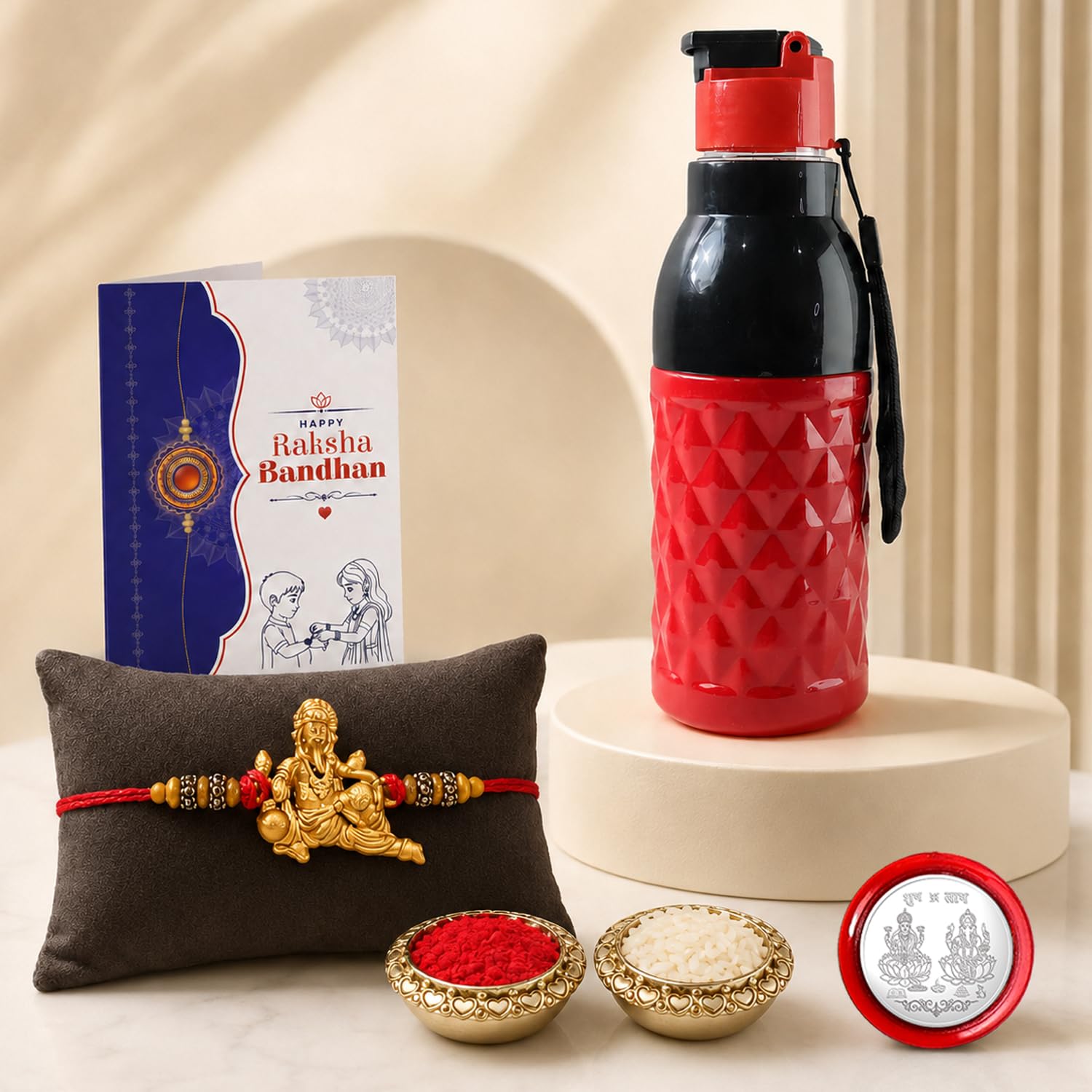 Ganesha Multicolor Rakhi for Brother & Bhaiya with Sports Water | Pack of 5