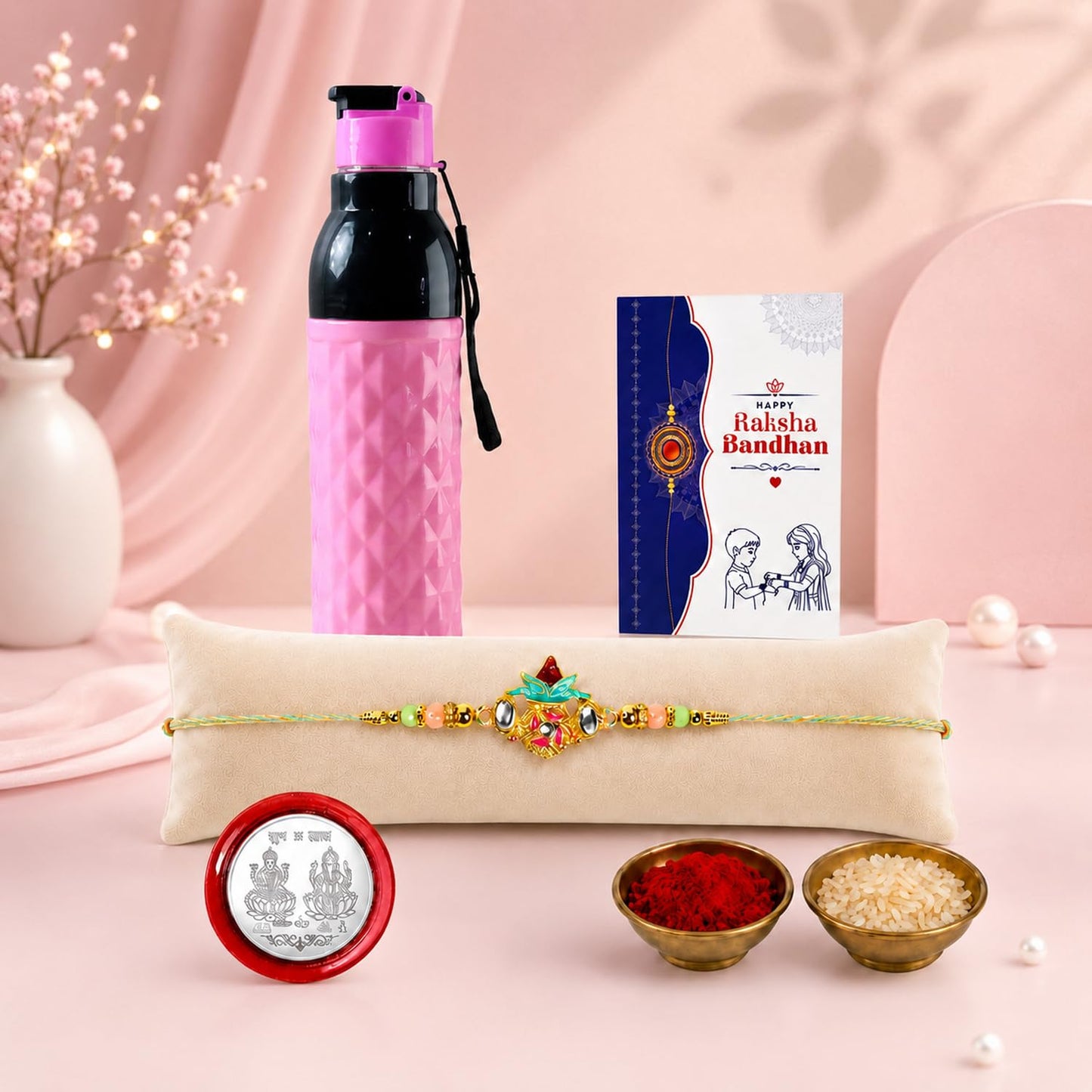 Kalash Multicolor Rakhi for Brother & Bhaiya with Diamond Pattern | Pack of 5