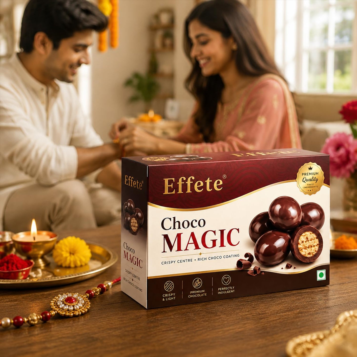 Evil Eye Rakhi for Brother with Choco Magic 96gm, Roli Tikka & Card - Pack of 6