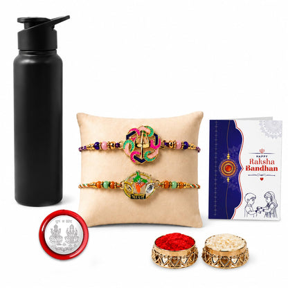 Multicolor Shiva Trishul & Bharat Tiranga Rakhi Combo for Brother | Pack of 6