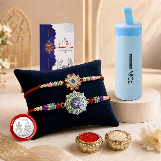 Designer Elegant Multicolor OM Floral & Round Rakhi Combo for Brother | Pack of 6