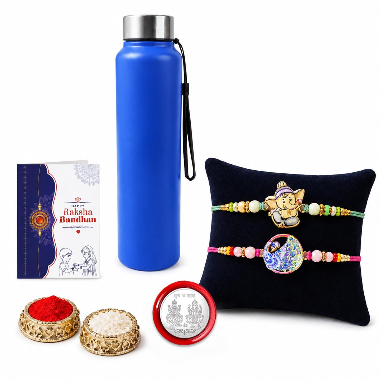 Designer Multicolor Ganesha & Peacock Rakhi Combo for Brother | Pack of 6