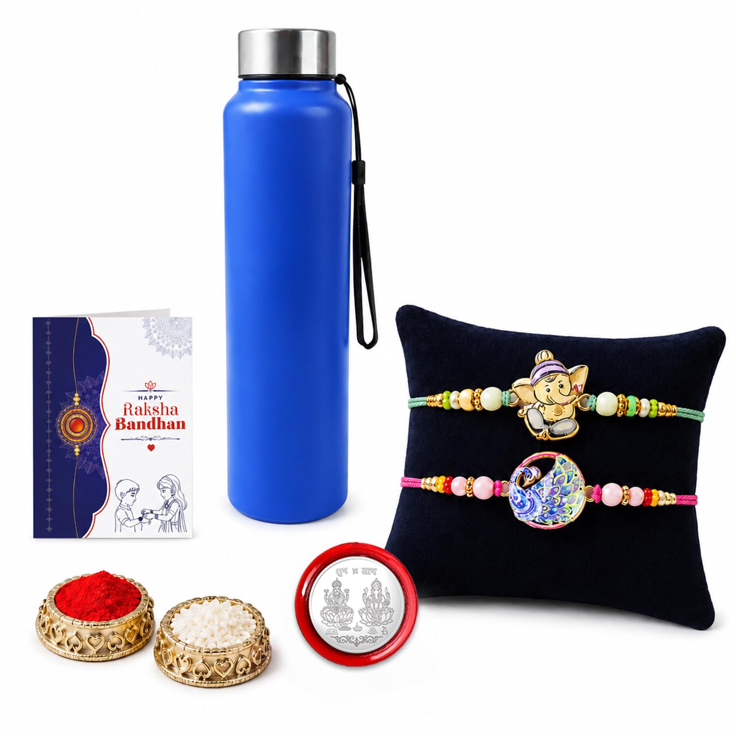 Designer Multicolor Ganesha & Peacock Rakhi Combo for Brother | Pack of 6