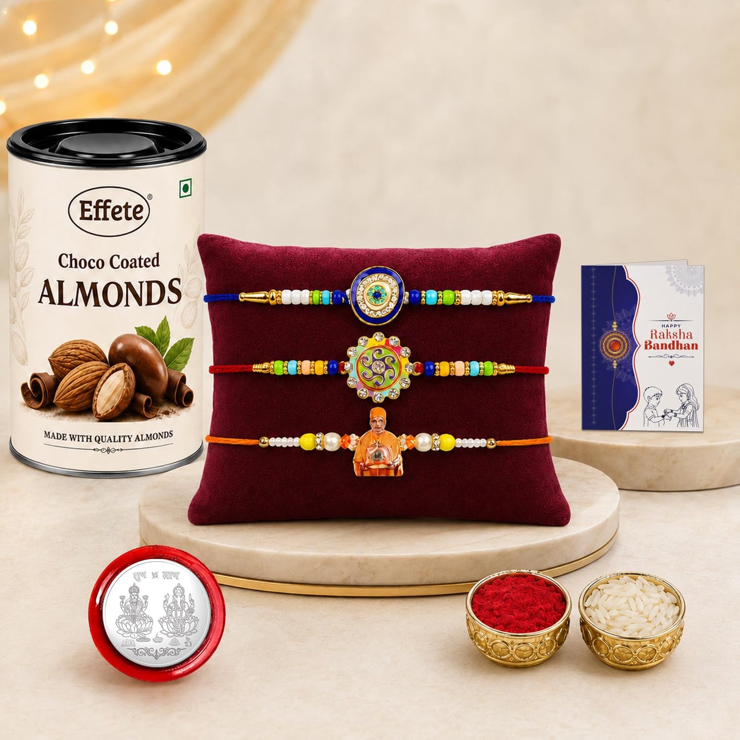 Rakhi for Brother with Chocolate 96gm - Raksha Bandhan Gift Set, Pack of 7