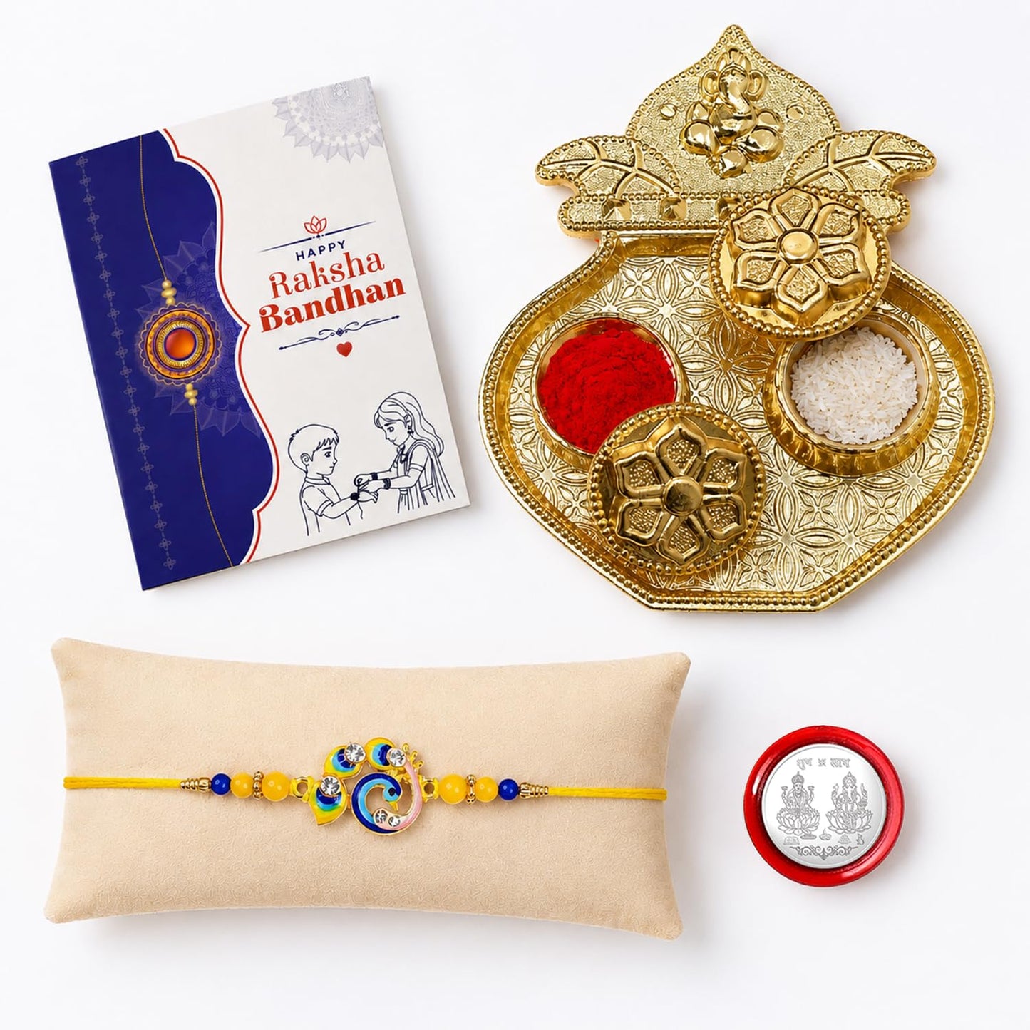 Bird Multicolor Rakhi for Brother & Bhaiya with Kalash Shape Pooja | Pack of 5
