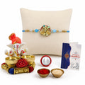 Deity Multicolor Rakhi for Brother & Bhaiya with Ganesha Pooja Thali | Pack of 5