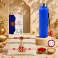 Rakhi Gift Combo – Krishna Radha Rakhi & SS Water Bottle 1000ml Pack of 7