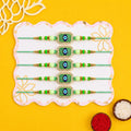 Designer Elegant Handcrafted Rakhi for Brother with Roli Tikka & Card | Pack of 5