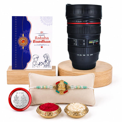 Ganesha Multicolor Rakhi for Brother & Bhaiya with Camera Lens Shape | Pack of 5