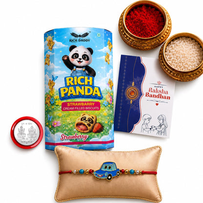 Kids Rakhi Combo - Raksha Bandhan Gift with Strawberry Biscuit 60gm, Pack of 5 for Bhaiya