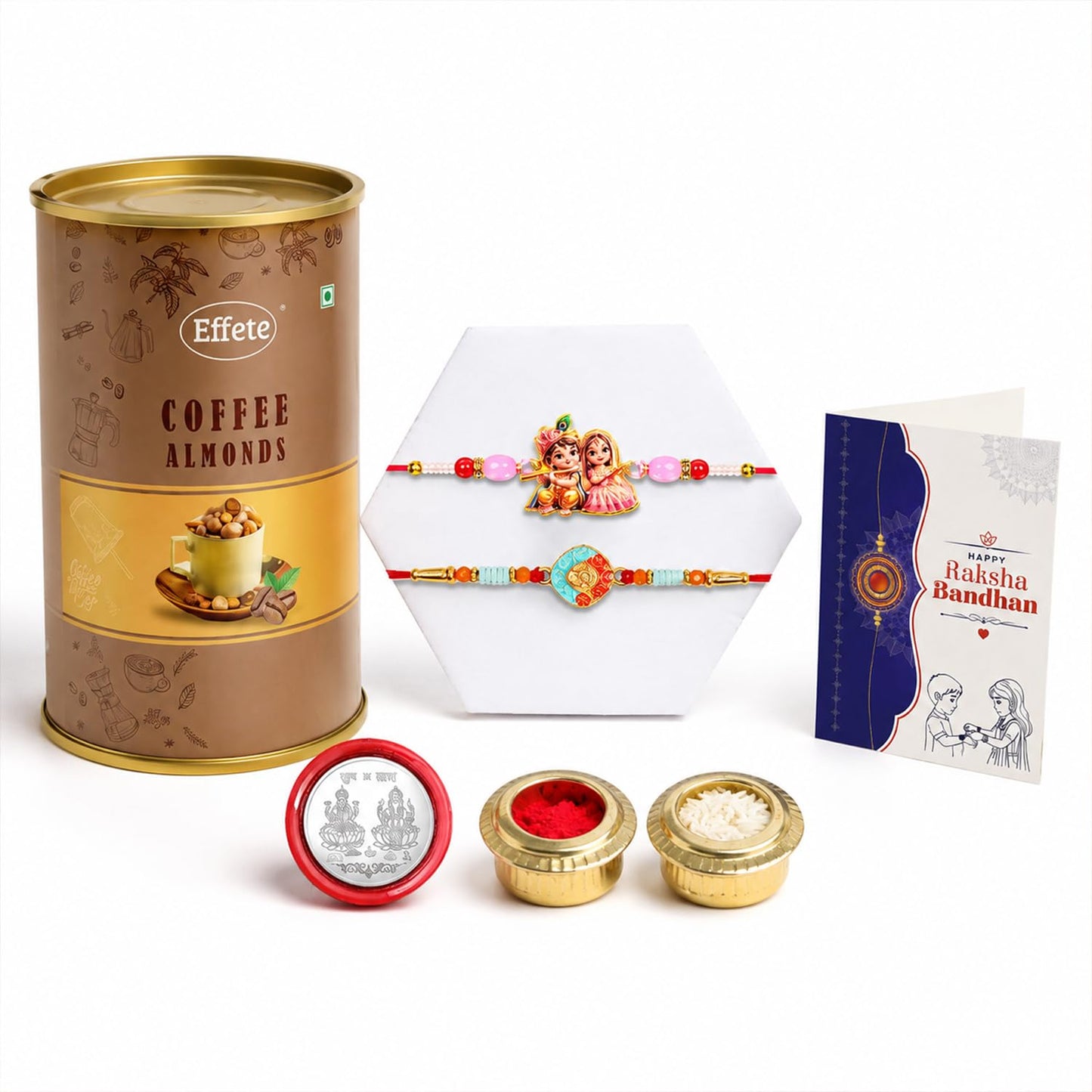 Sibling Love Rakhi for Brother with Coffee Almond 96gm, Coin & Card, Pack of 6
