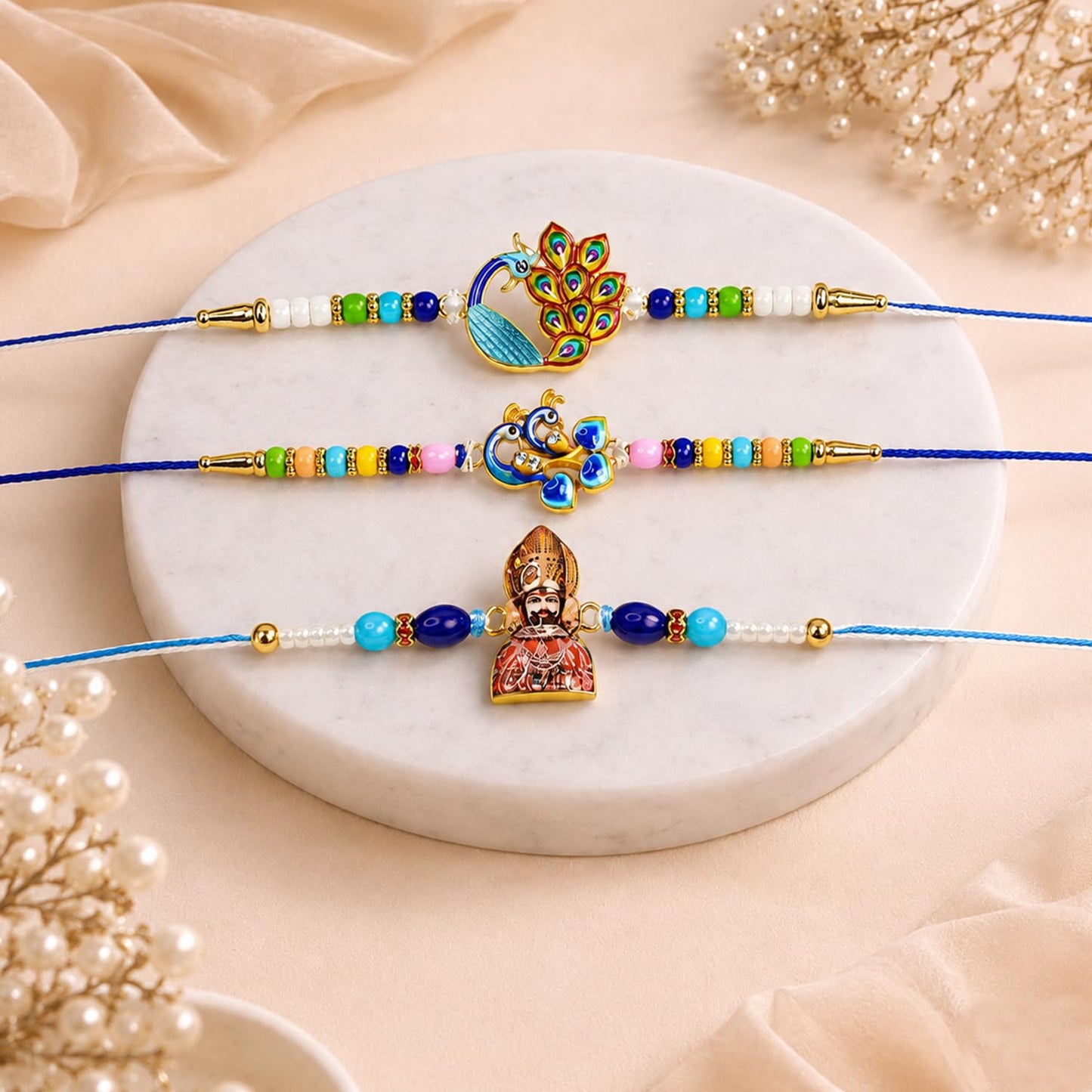 Peacock Rakhi for Brother with Chocolate 32gm - Rakshabandhan Gift Set, Pack of 7