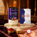 Floral Rakhi for Brother with Blueberry Almond 96gm, Roli Tikka & Card, Pack of 5