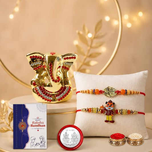 Designer Elegant Multicolor Ganesha & Cartoon Rakhi Combo for Brother | Pack of 6