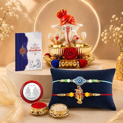 Designer Elegant Multicolor Evil Eye & Krishna Rakhi for Brother | Pack of 6