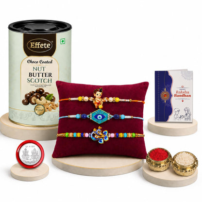 Bal Hanuman Rakhi Combo - Raksha Bandhan Gift with Choco Butterscotch 96gm, Pack of 7