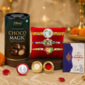 Ganesha Rakhi for Brother with Choco Magic 96gm, Roli Tikka & Card | Pack of 7