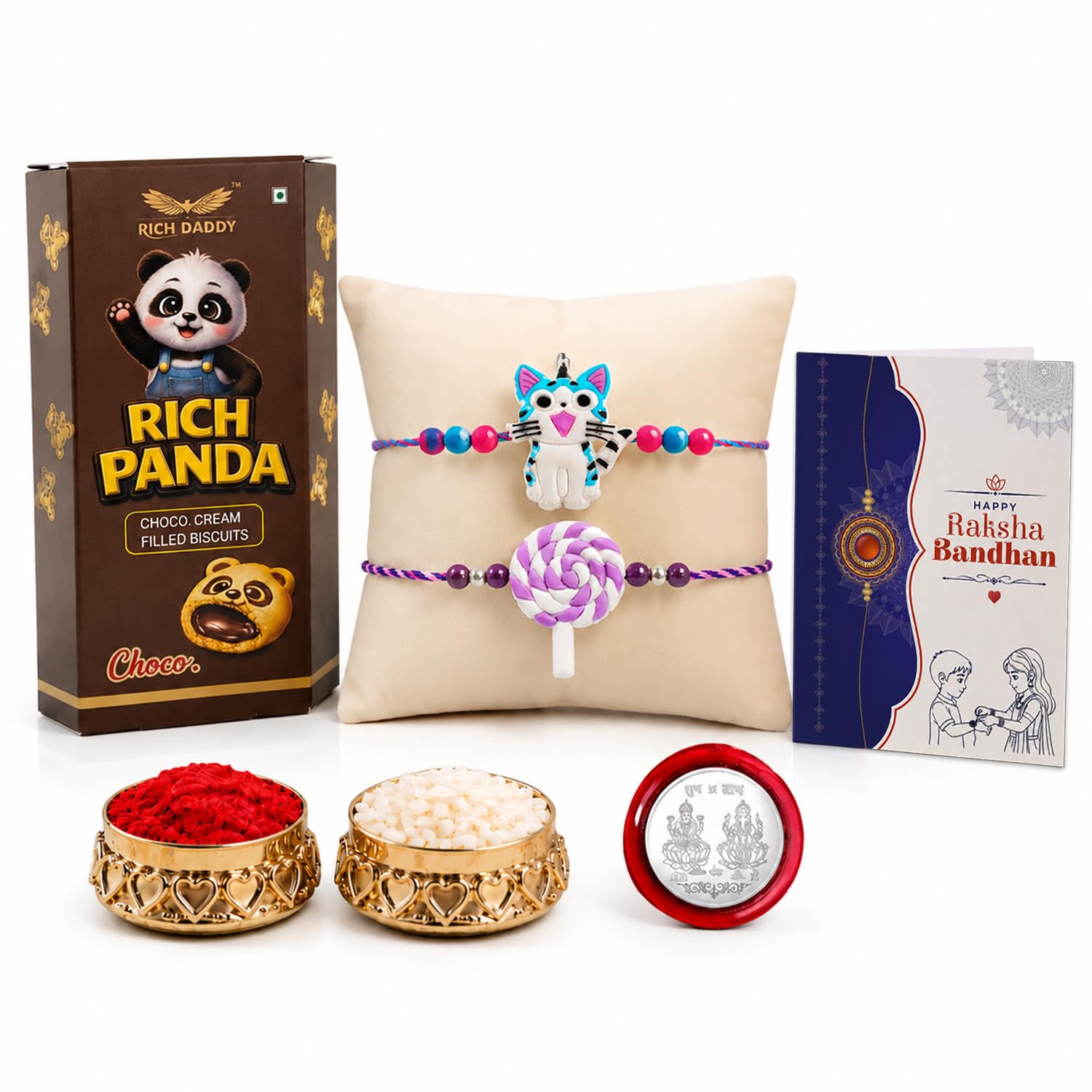 Rakhi for Brother & Bhaiya with Biscuit 60gm - Raksha Bandhan Gift Set, Pack of 6