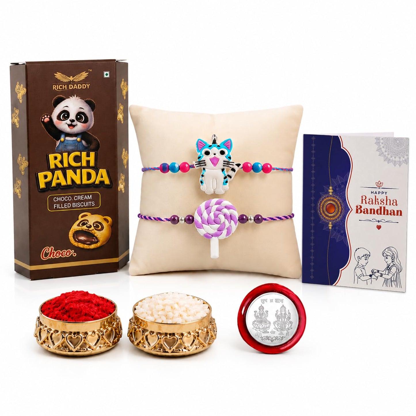 Kids Rakhi for Brother with Chocolate Cream Biscuit 60gm, Pack of 6 | Trendy