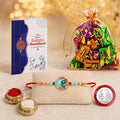 Peacock Rakhi for Brother with Assorted Treats, Roli Tikka & Card, Pack of 5