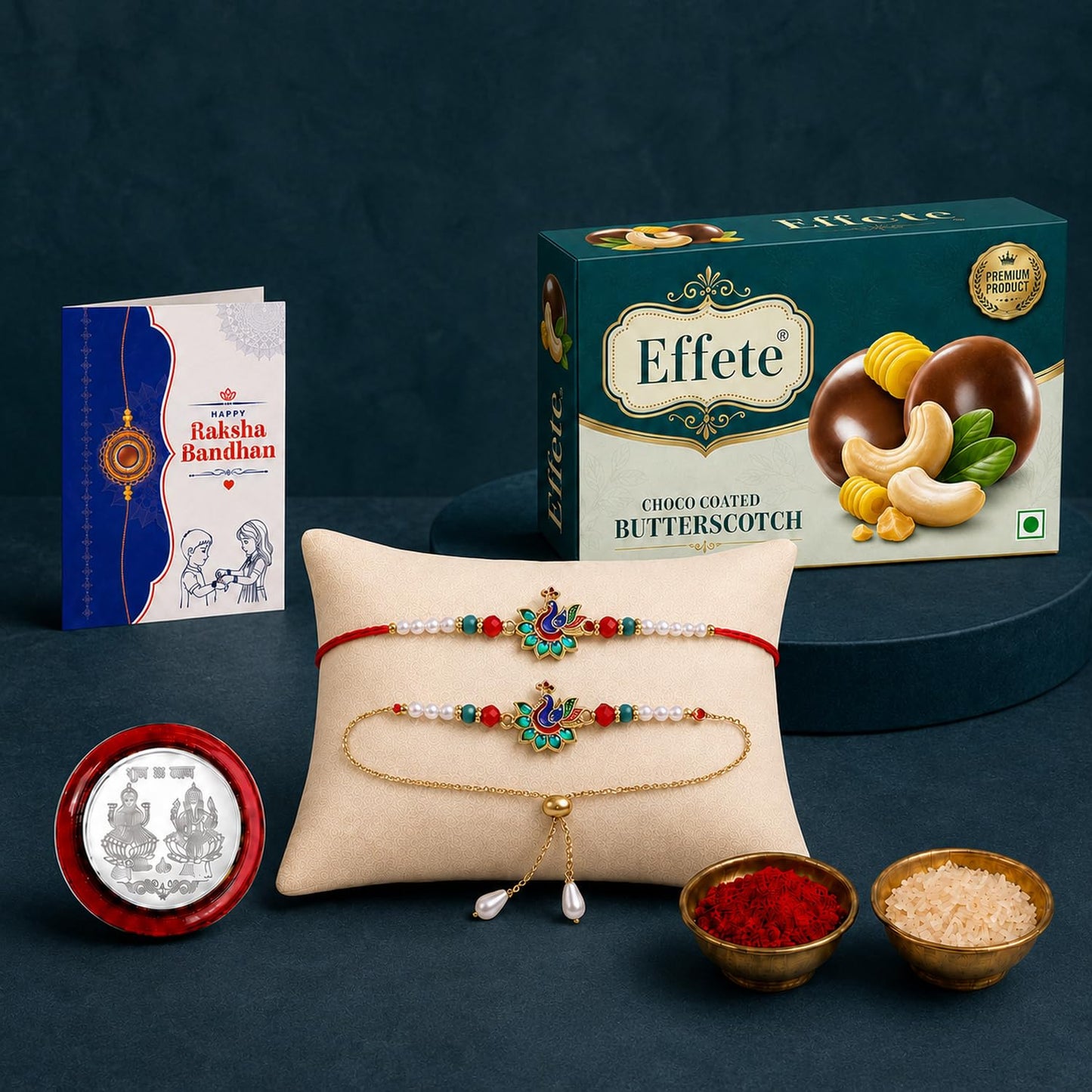 Rakhi for Brother with Butter Scotch 32gm - Raksha Bandhan Gift Set, Pack of 5