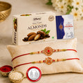 Round Rakhi for Brother with Chocolate Almonds 32gm, Roli Tikka & Card, Pack of 6