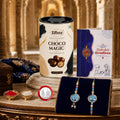 Designer Rakhi for Brother with Choco Magic 96gm, Roli Tikka, Pack of 6 | Stylish