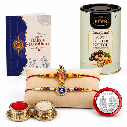 Krishna Rakhi Combo - Raksha Bandhan Gift with Choco Butterscotch 96gm, Pack of 6
