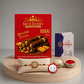 Rakhi Gift Combo – Flower Rakhi & Biscolata Wafer Rolls (Pack of 5)