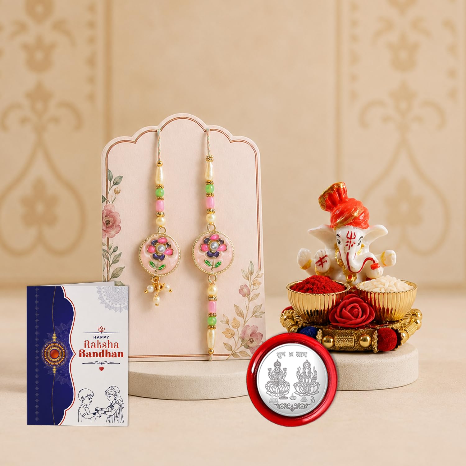 Designer Stylish Multicolor Flower Rakhi Combo for Brother Bhaiya | Pack of 5