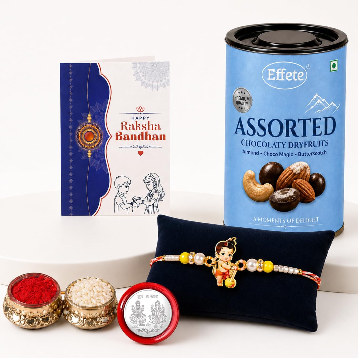 Bal Hanuman Rakhi for Brother with Choco Dryfruits 96gm, Coin & Card, Pack of 5