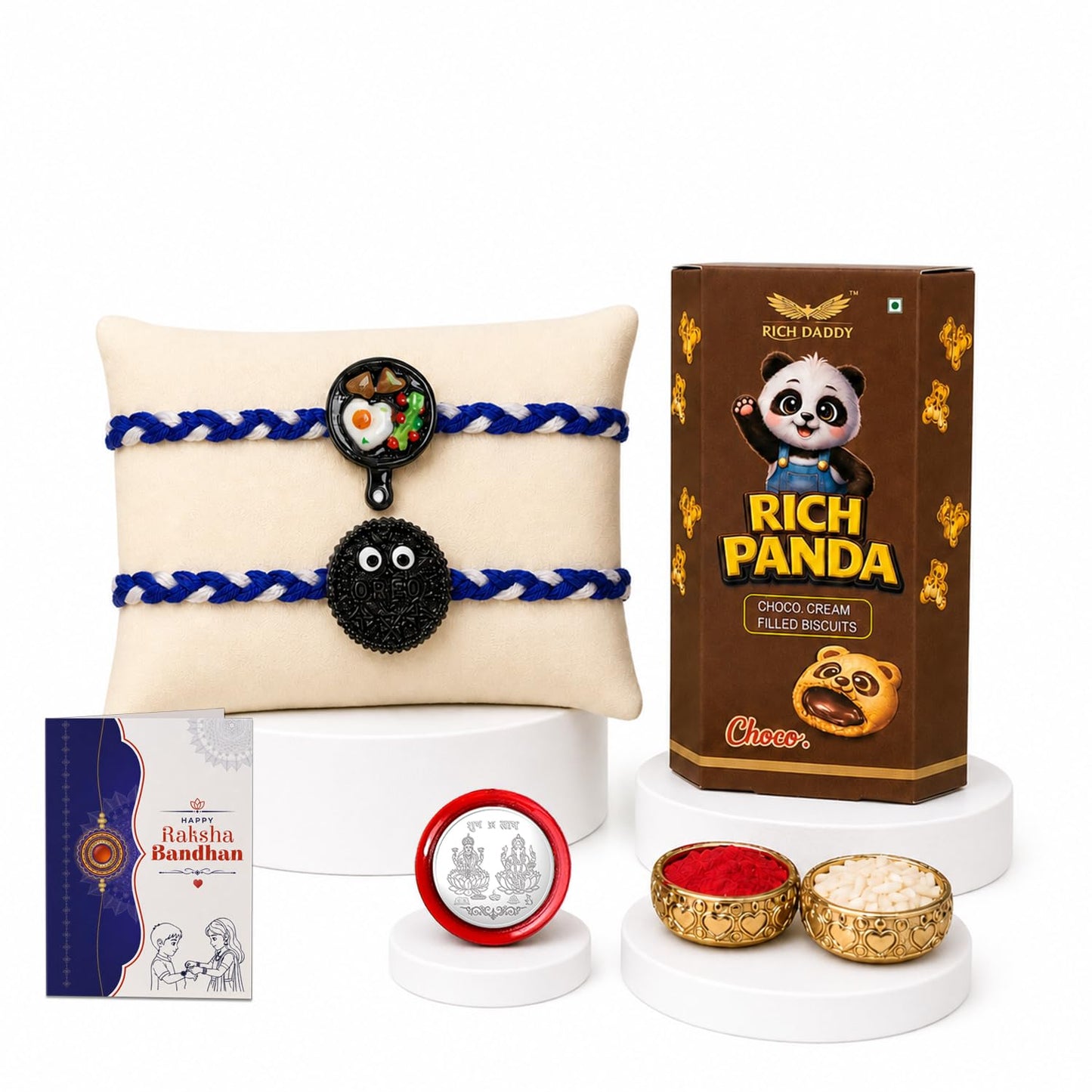 Frying Pan Rakhi for Brother with Biscuit 60gm - Raksha Bandhan Gift, Pack of 6
