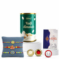 Designer Rakhi for Brother with Kulfi Almonds 96gm, Roli Chawal & Card, Pack of 3