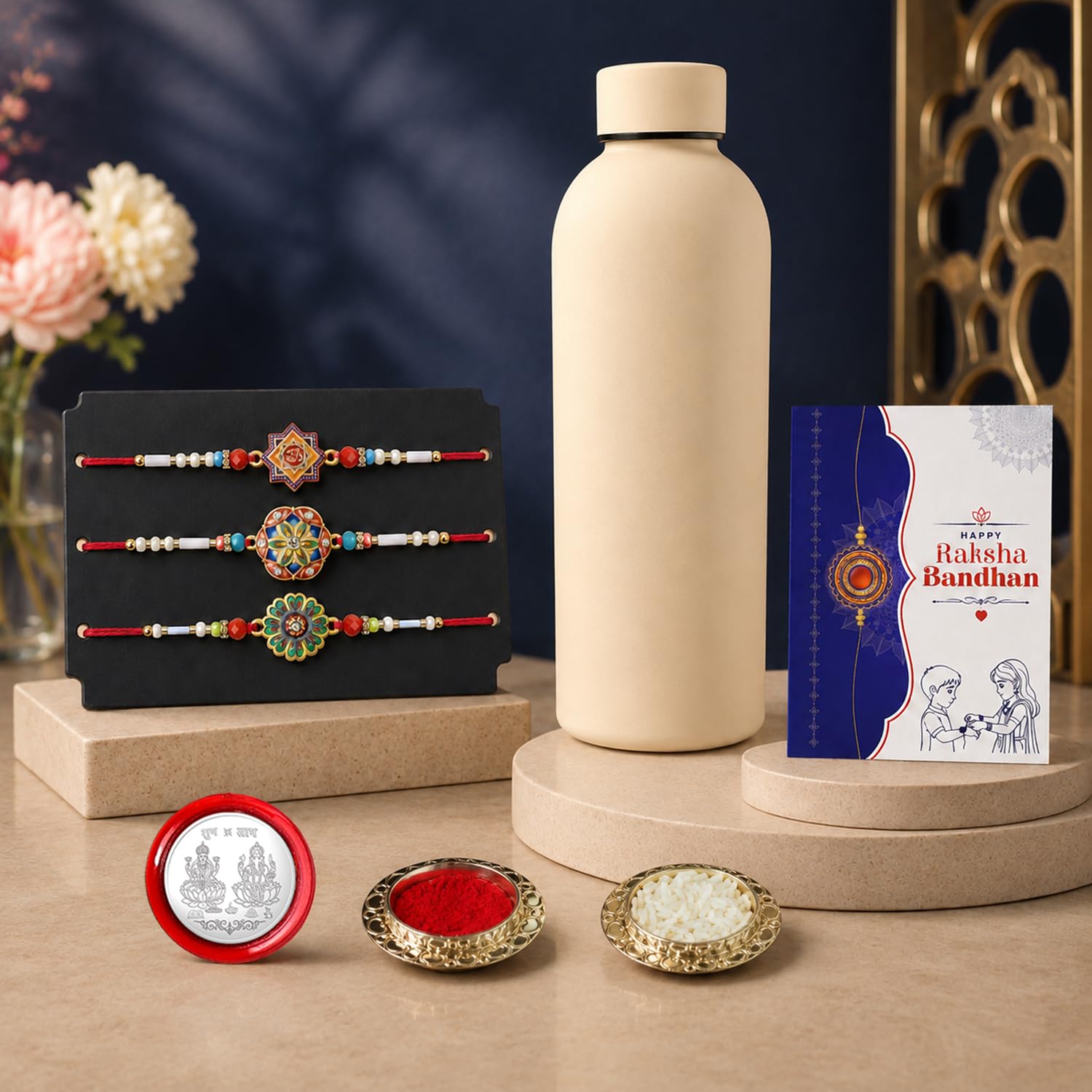 Rakhi for Brother with Water Bottle-500ml - Raksha Bandhan Gift Set, Pack of 7