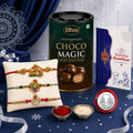 Deity Charm Rakhi for Brother with Choco Magic 96gm, Roli Tikka & Card, Pack of 7