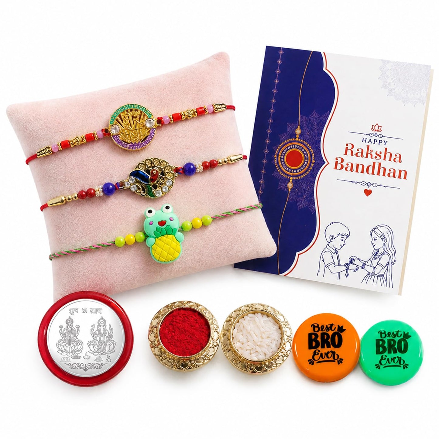 Multicolor Rakhi Frog Charm,Om Charm,Om Charm & Multicolour | Pack of 8