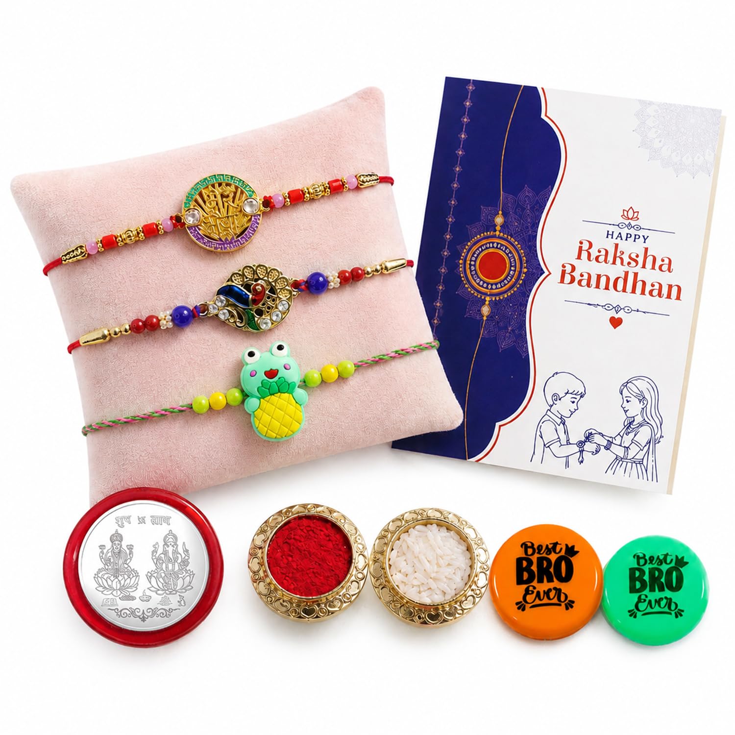 Multicolor Rakhi Frog Charm,Om Charm,Om Charm & Multicolour | Pack of 8