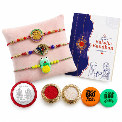 Multicolor Rakhi Frog Charm,Om Charm,Om Charm & Multicolour | Pack of 8
